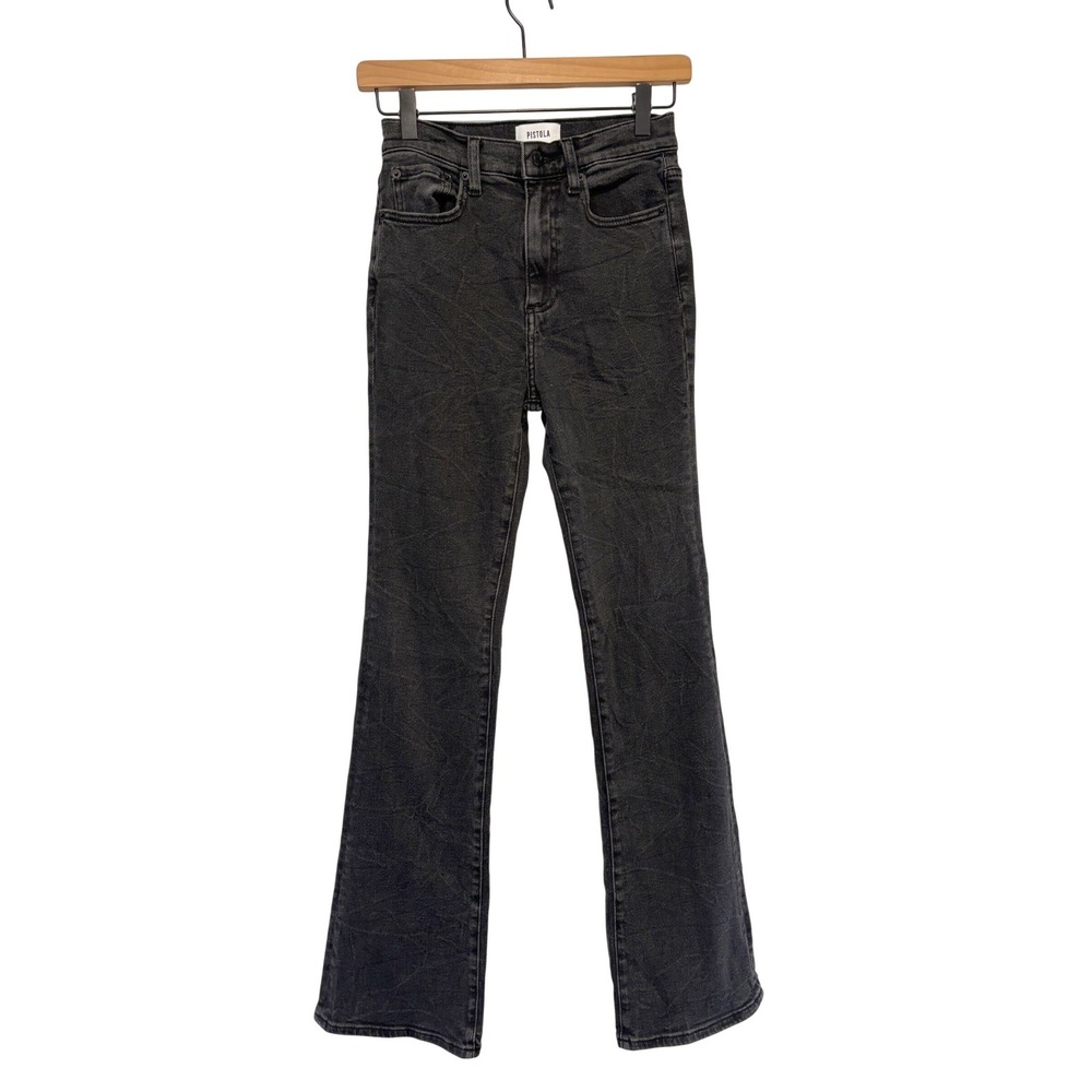 Pistola Women High Rise Bootcut Jeans Faded Black Size 24 Slim Flare Denim